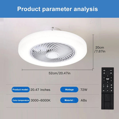 Smart Ceiling Fan Fans With Lights Remote Control Bedroom Decor Ventilator Lamp 52cm Air Invisible Blades Silent - Smoothy Home