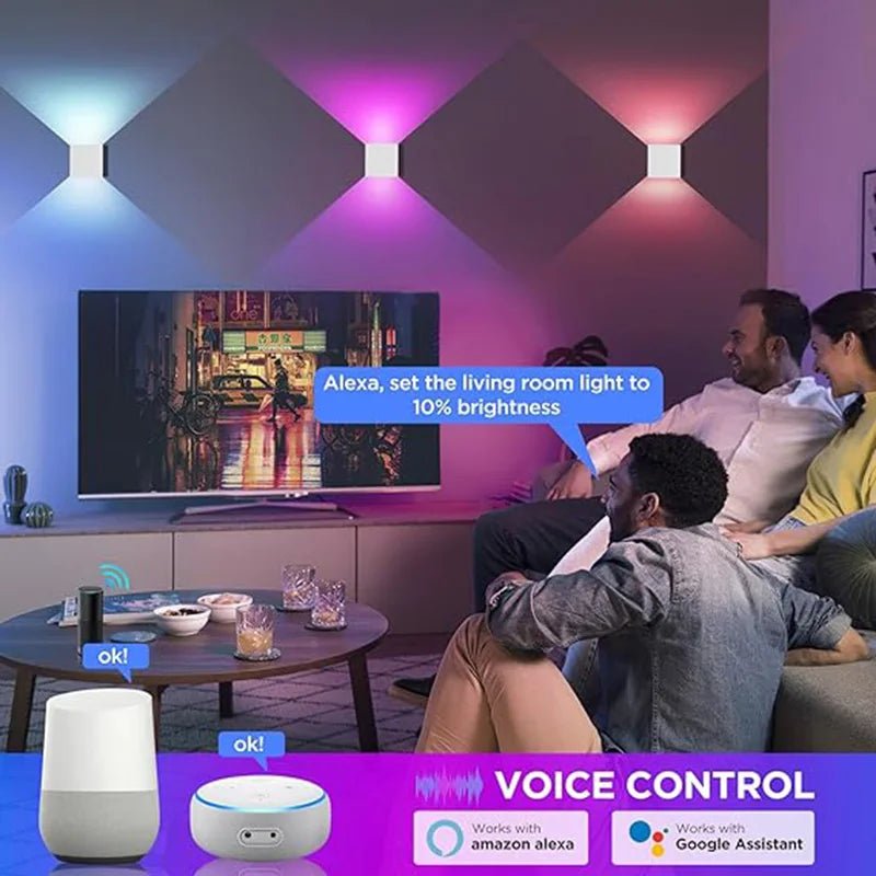 Smart Cube Wall Light, Adjust Angle Up and Down Light, 16M+ Color Dimmable Music Sync, Work with Alexa & Google Assistant - Smoothy Home
