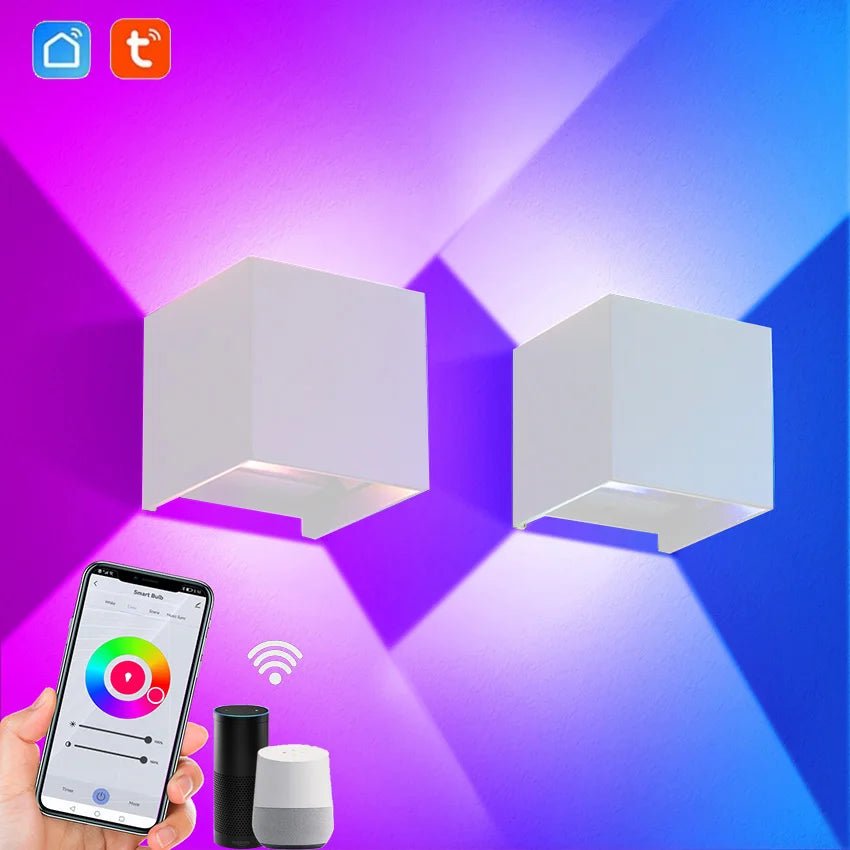 Smart Cube Wall Light, Adjust Angle Up and Down Light, 16M+ Color Dimmable Music Sync, Work with Alexa & Google Assistant - Smoothy Home