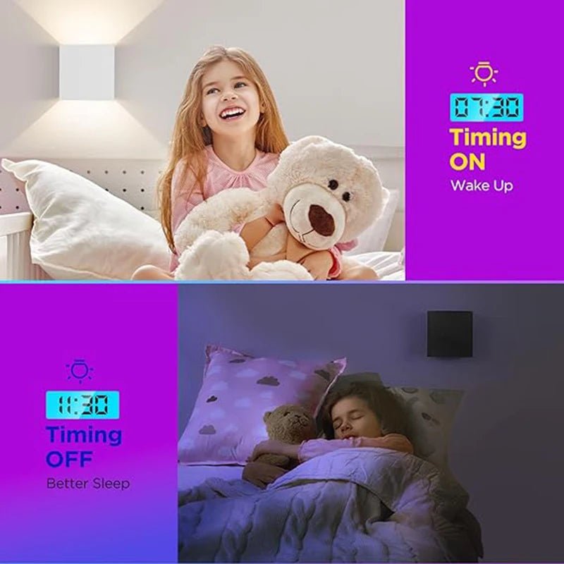 Smart Cube Wall Light, Adjust Angle Up and Down Light, 16M+ Color Dimmable Music Sync, Work with Alexa & Google Assistant - Smoothy Home