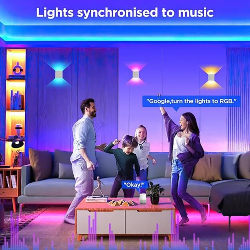 Smart Cube Wall Light, Adjust Angle Up and Down Light, 16M+ Color Dimmable Music Sync, Work with Alexa & Google Assistant - Smoothy Home