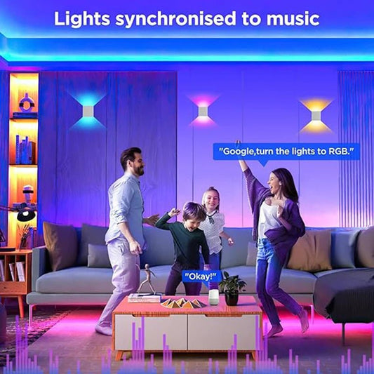 Smart Cube Wall Light, Adjust Angle Up and Down Light, 16M+ Color Dimmable Music Sync, Work with Alexa & Google Assistant - Smoothy Home