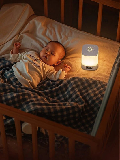 Smart LED Night Light with Clock -USB Rechargeable/Plug-in Night Light, Long Press to Adjust Brightness, Eye-Friendly Soft Light - Smoothy Home
