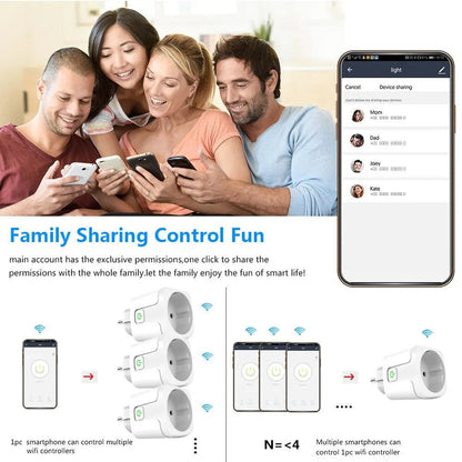 Smart Plug WiFi Socket EU 16A/20A With Power Monitor Timing Function Tuya app Smart Life APP Works With Alexa Google Home - Smoothy Home