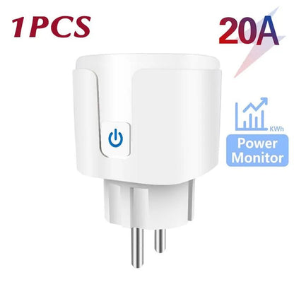Smart Plug WiFi Socket EU 16A/20A With Power Monitor Timing Function Tuya app Smart Life APP Works With Alexa Google Home - Smoothy Home