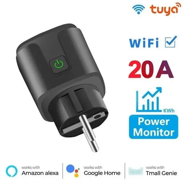 Smart Plug WiFi Socket EU 16A/20A With Power Monitor Timing Function Tuya app Smart Life APP Works With Alexa Google Home - Smoothy Home