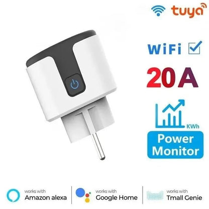 Smart Plug WiFi Socket EU 16A/20A With Power Monitor Timing Function Tuya app Smart Life APP Works With Alexa Google Home - Smoothy Home