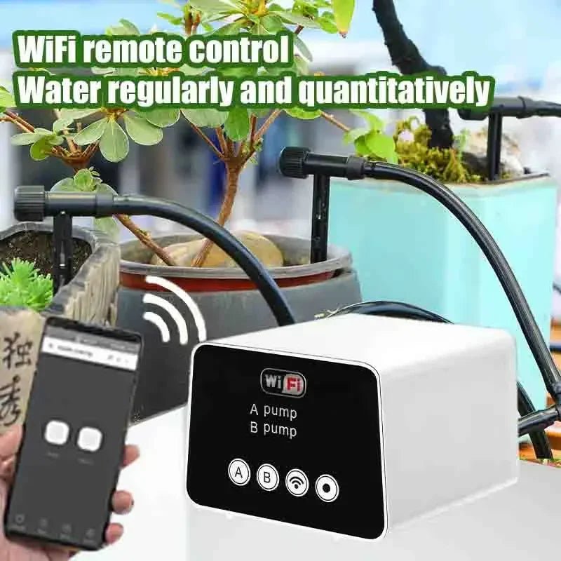 Smart WIFI Watering Device Double Pump Timed Automatic adjustable Drip Irrigation Timer System Wifi Controller for Garden - Smoothy Home