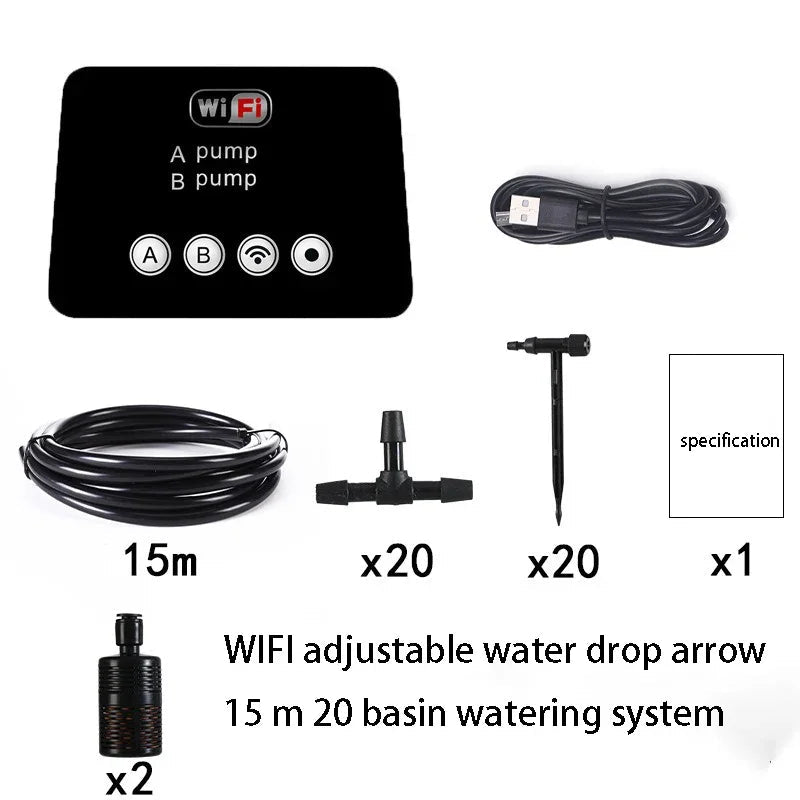 Smart WIFI Watering Device Double Pump Timed Automatic adjustable Drip Irrigation Timer System Wifi Controller for Garden - Smoothy Home