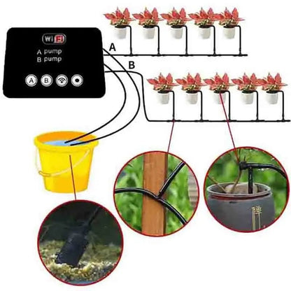 Smart WIFI Watering Device Double Pump Timed Automatic adjustable Drip Irrigation Timer System Wifi Controller for Garden - Smoothy Home