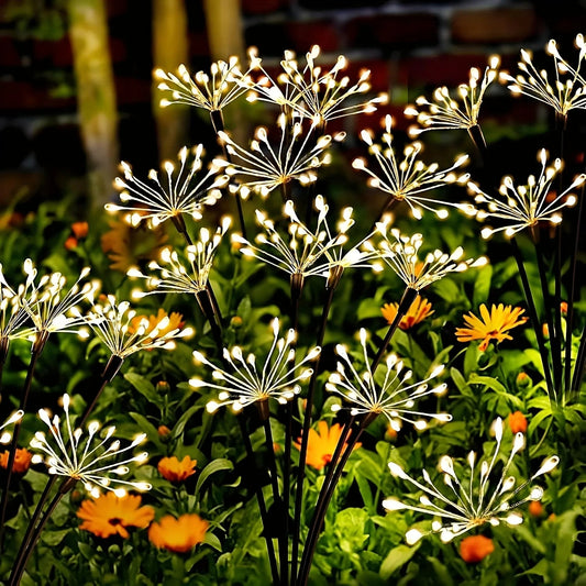 Solar Firework Lights Warm White with 60LEDs for Outdoor Garden Decoration Christmas New Year's Garland Decoration - Smoothy Home