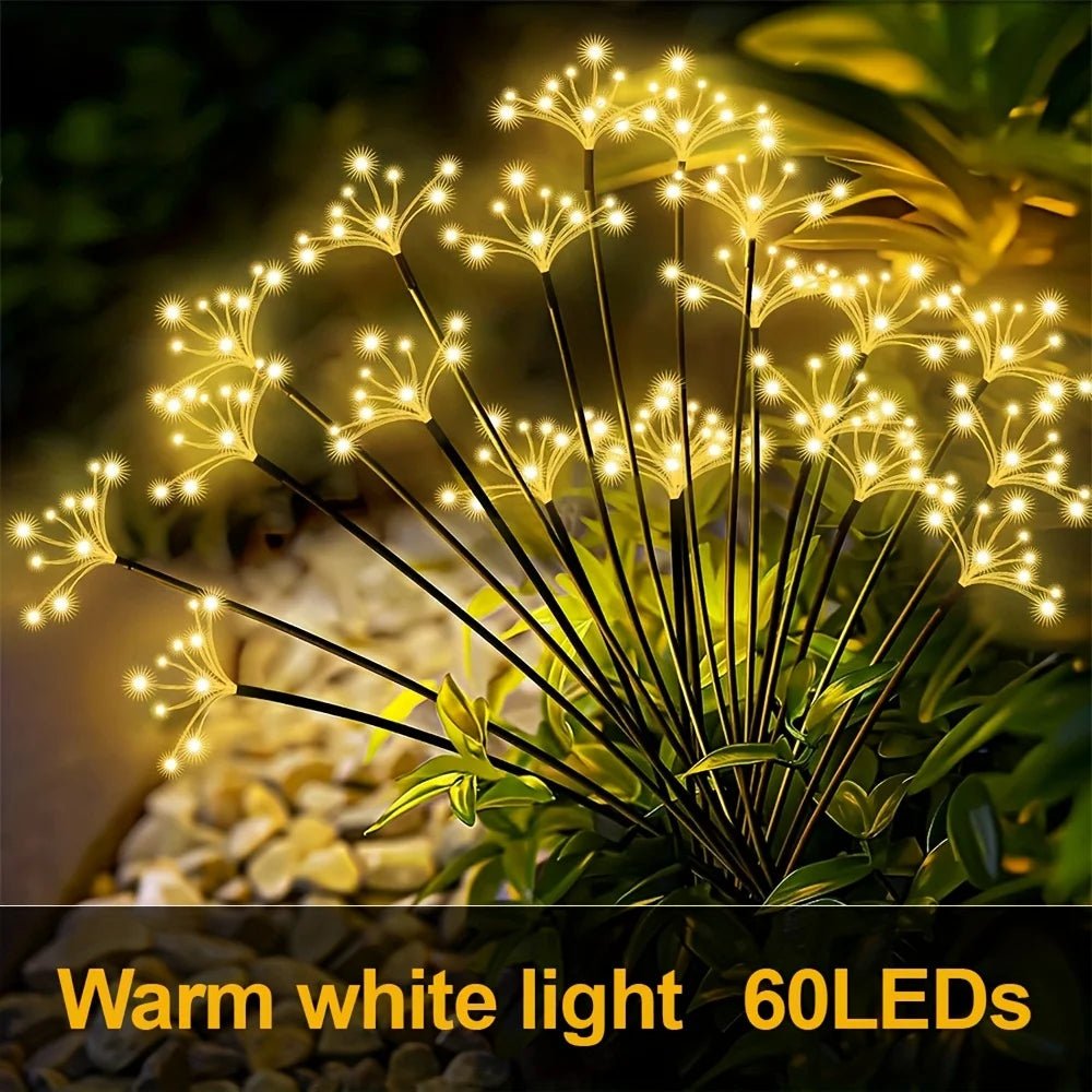 Solar Firework Lights Warm White with 60LEDs for Outdoor Garden Decoration Christmas New Year's Garland Decoration - Smoothy Home