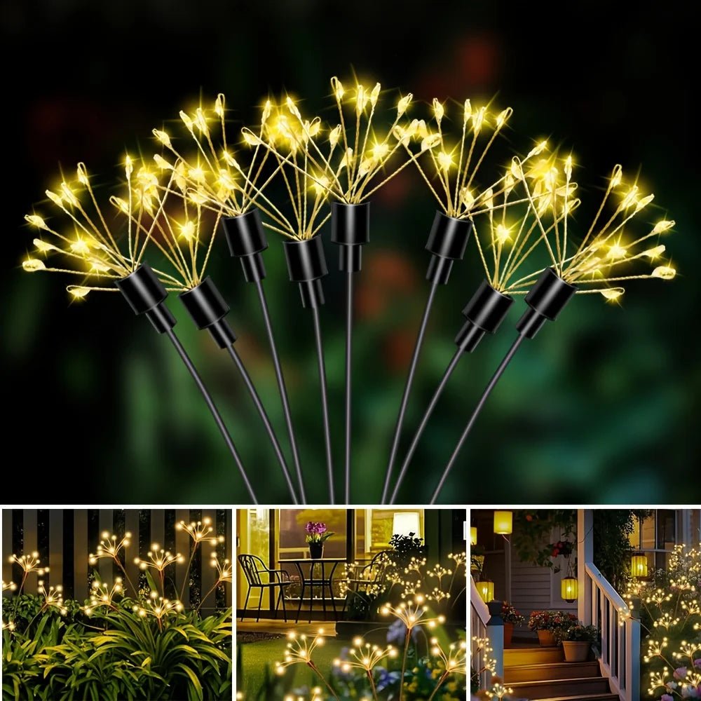 Solar Firework Lights Warm White with 60LEDs for Outdoor Garden Decoration Christmas New Year's Garland Decoration - Smoothy Home