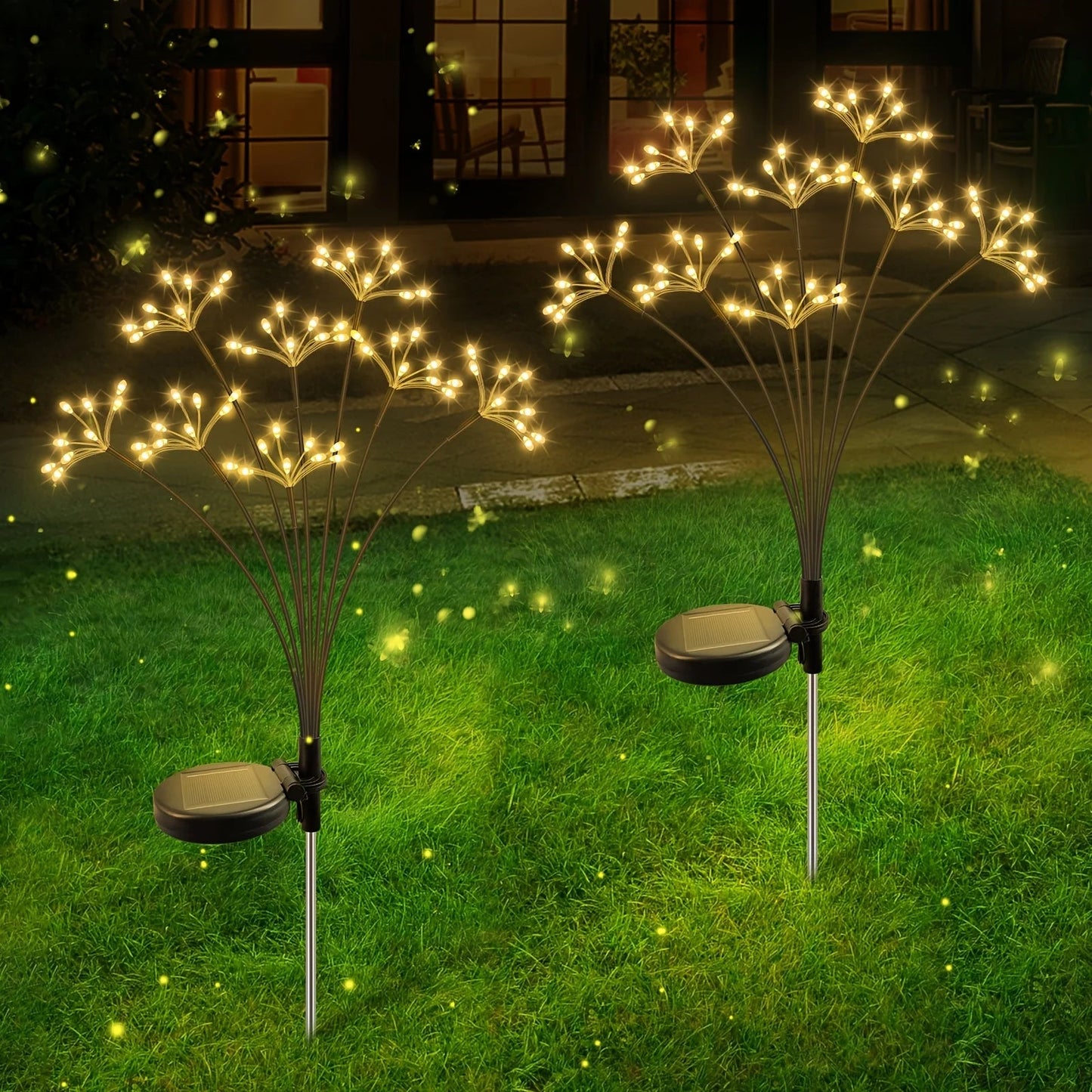 Solar Firework Lights Warm White with 60LEDs for Outdoor Garden Decoration Christmas New Year's Garland Decoration - Smoothy Home