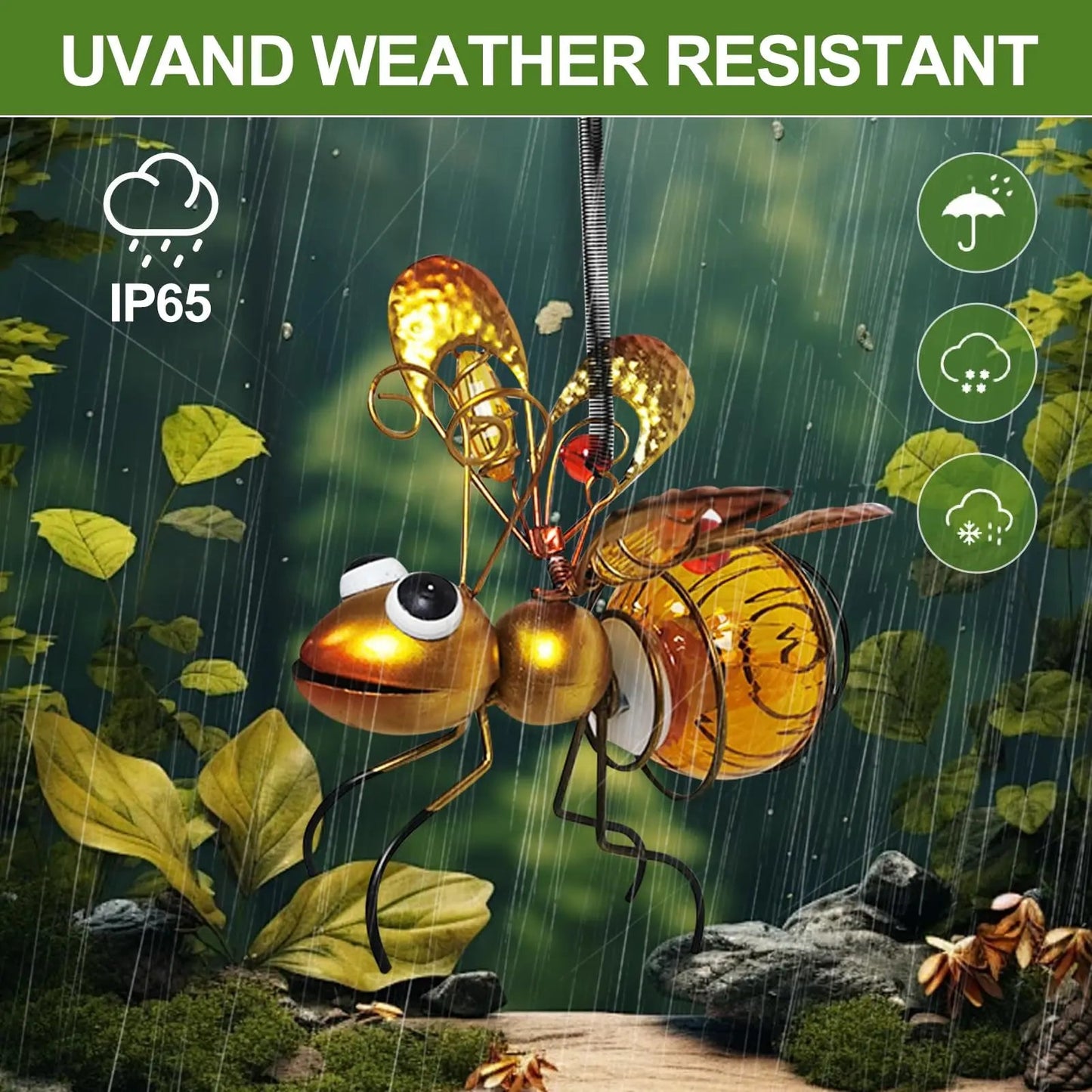 Solar Garden Hanging Light, Metal LED Decoration, Creative Insect Design Garden Decoration Solar Hanging Light Decoration (Bee) - Smoothy Home