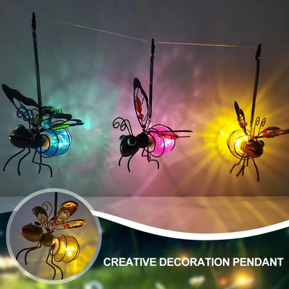 Solar Garden Hanging Light, Metal LED Decoration, Creative Insect Design Garden Decoration Solar Hanging Light Decoration (Bee) - Smoothy Home