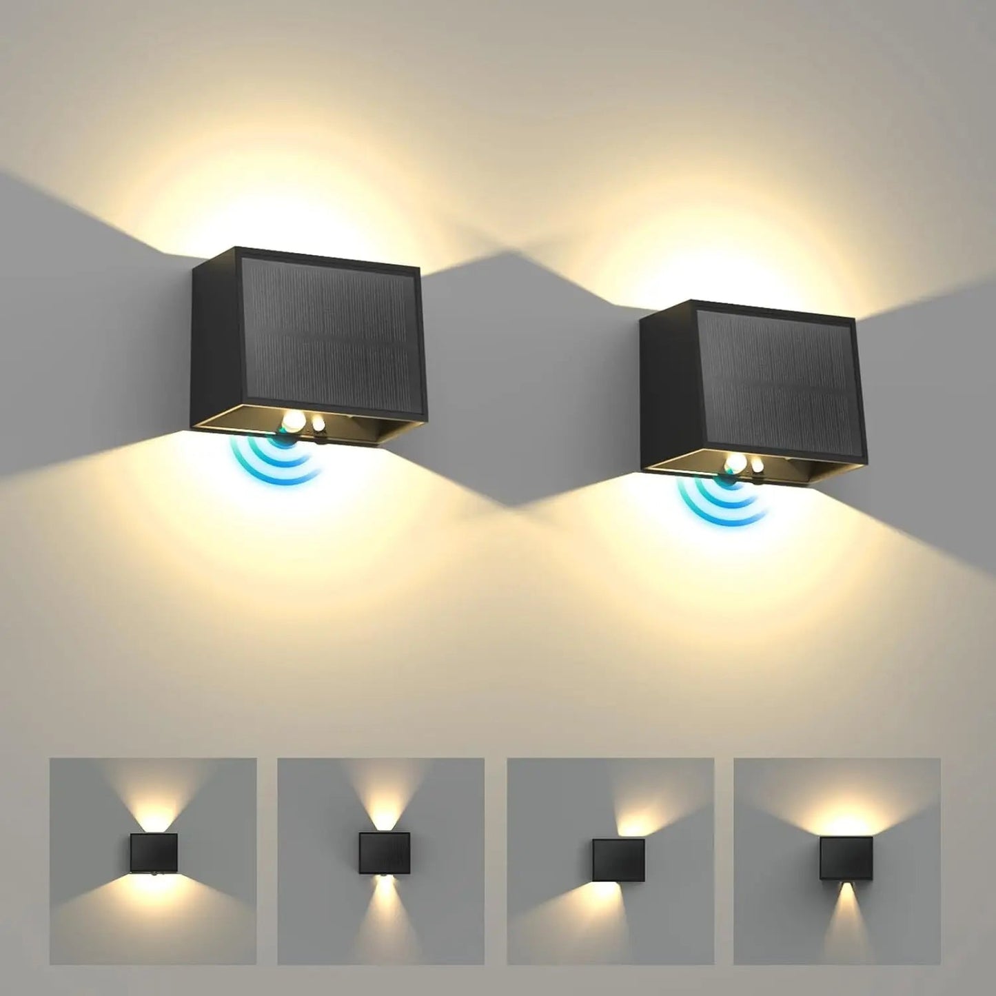 Solar LED Wall Light Outdoor, Dusk to Dawn Motion Sensor Solar Lantern Sconce with 3 Modes Wireless Exterior Porch Light Fixture - Smoothy Home