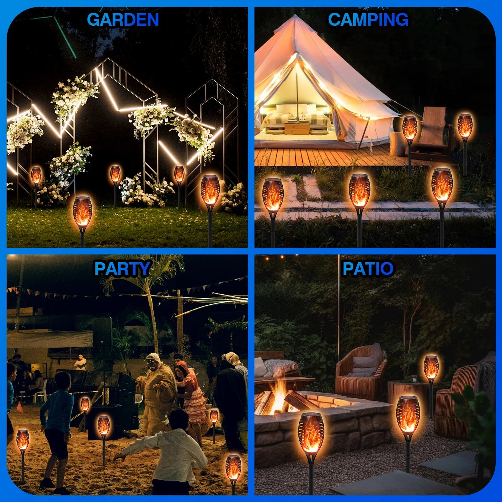 Solar Lights Outdoor LED 4/6/812Pcs Solar Torch Lights with Flickering Flame Waterproof Garden Decoration Lawn Path Yard Patio - Smoothy Home