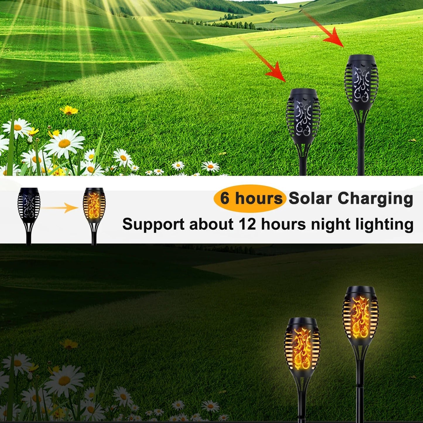 Solar Lights Outdoor LED 4/6/812Pcs Solar Torch Lights with Flickering Flame Waterproof Garden Decoration Lawn Path Yard Patio - Smoothy Home