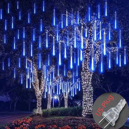 Solar Meteor Shower Rain String Lights Waterproof Garden Light 8 Tubes Christmas Tree Holiday Party Wedding Holiday Decoration - Smoothy Home