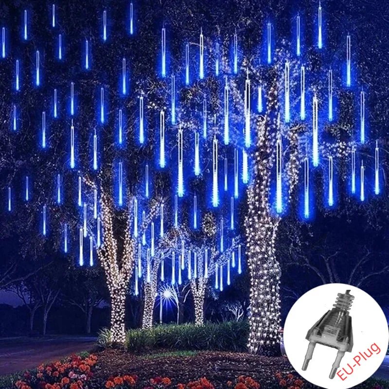 Solar Meteor Shower Rain String Lights Waterproof Garden Light 8 Tubes Christmas Tree Holiday Party Wedding Holiday Decoration - Smoothy Home