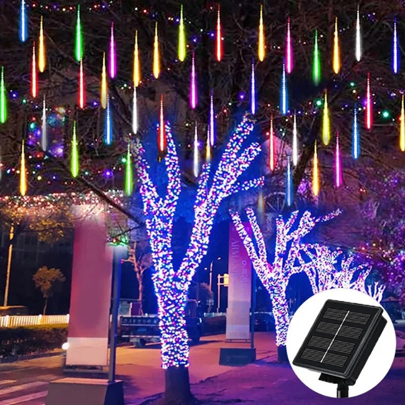 Solar Meteor Shower Rain String Lights Waterproof Garden Light 8 Tubes Christmas Tree Holiday Party Wedding Holiday Decoration - Smoothy Home