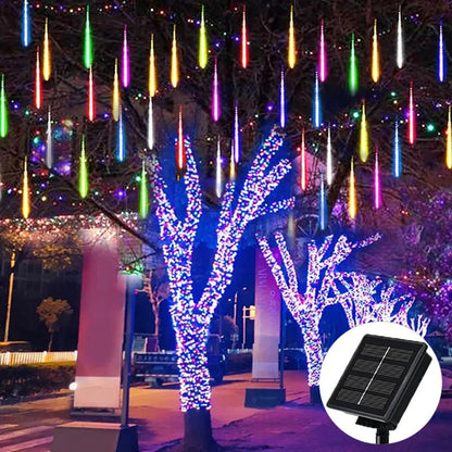 Solar Meteor Shower Rain String Lights Waterproof Garden Light 8 Tubes Christmas Tree Holiday Party Wedding Holiday Decoration - Smoothy Home