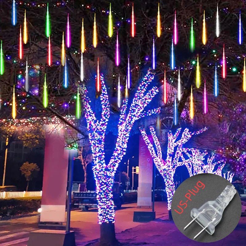 Solar Meteor Shower Rain String Lights Waterproof Garden Light 8 Tubes Christmas Tree Holiday Party Wedding Holiday Decoration - Smoothy Home