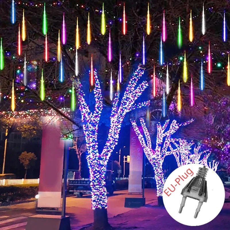 Solar Meteor Shower Rain String Lights Waterproof Garden Light 8 Tubes Christmas Tree Holiday Party Wedding Holiday Decoration - Smoothy Home