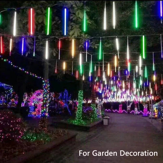 Solar Meteor Shower Rain String Lights Waterproof Garden Light 8 Tubes Christmas Tree Holiday Party Wedding Holiday Decoration - Smoothy Home