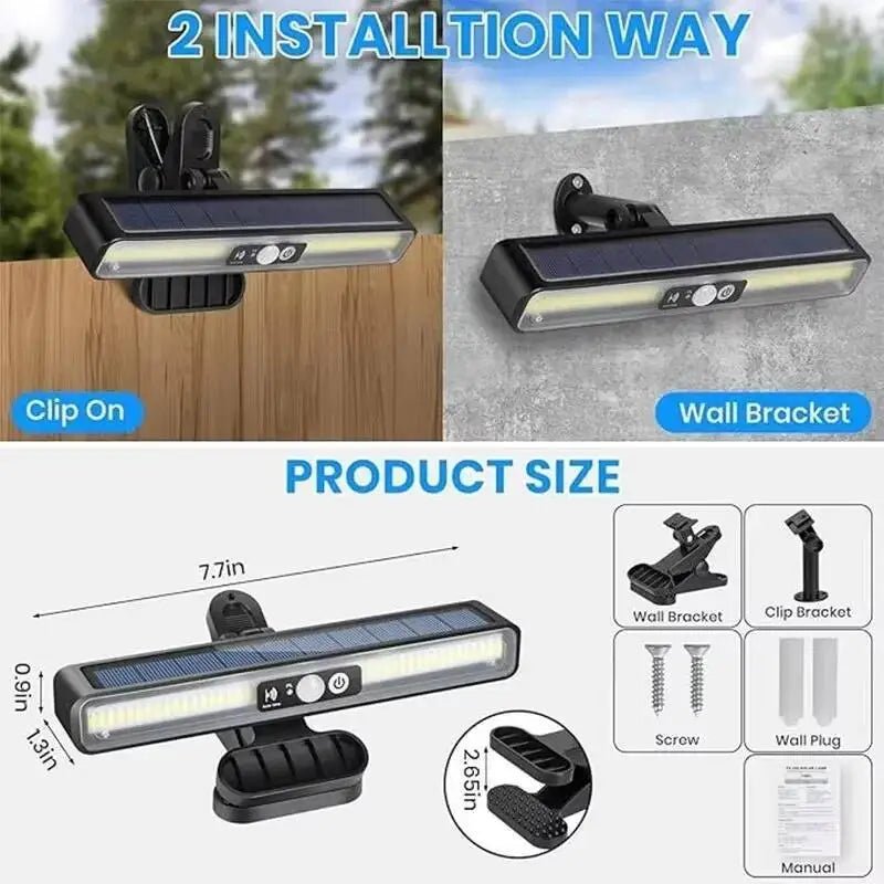 Solar Motion Sensor Lights Outdoor 36LED Clip On Solar Fence Lights Waterproof Security Wall Lights Portable Security Light Yard - Smoothy Home