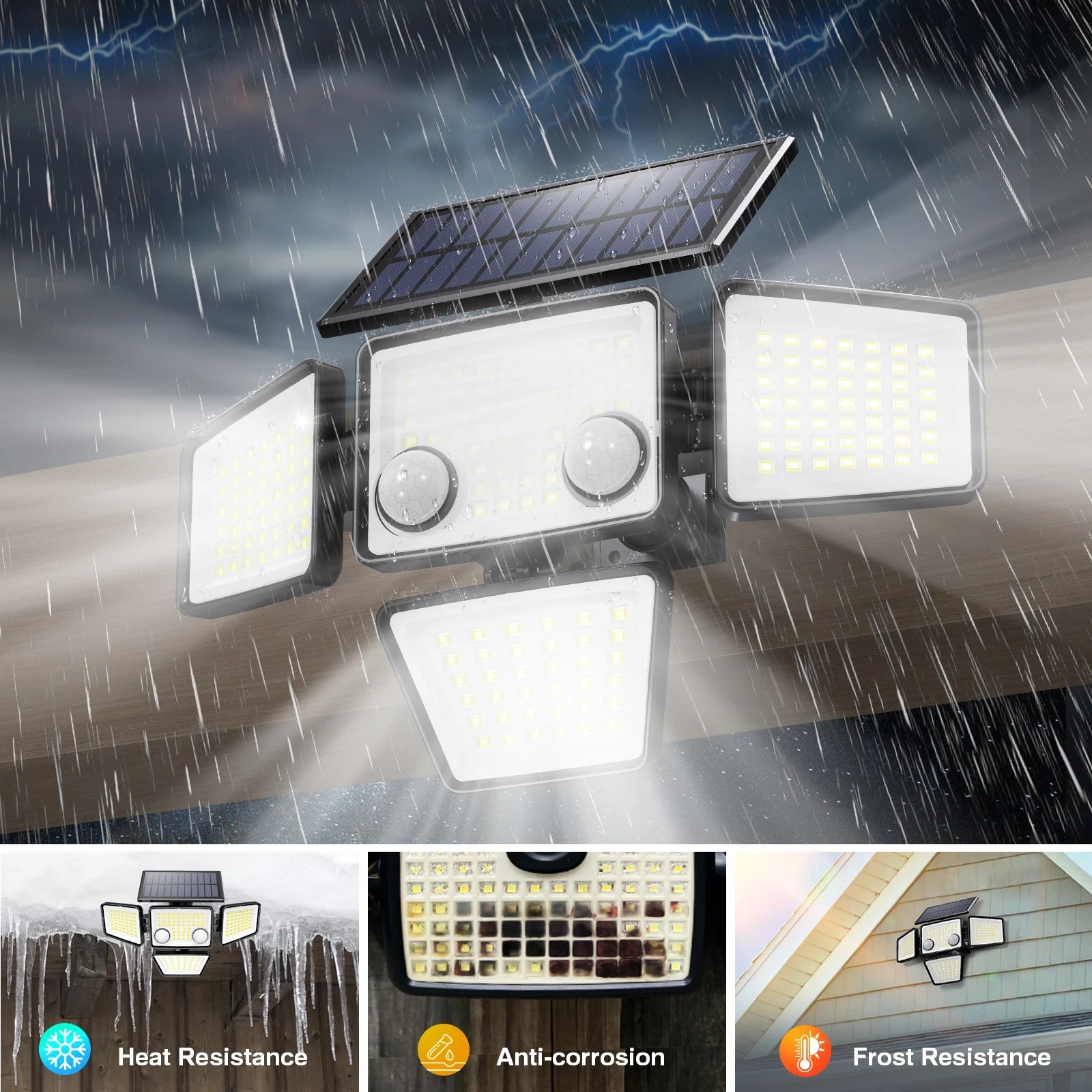 Solar Outdoor Lights - 3000LM 188 LED Motion Sensor Lights Solar Flood Security Lights for Backyard Yard Patio - Smoothy Home