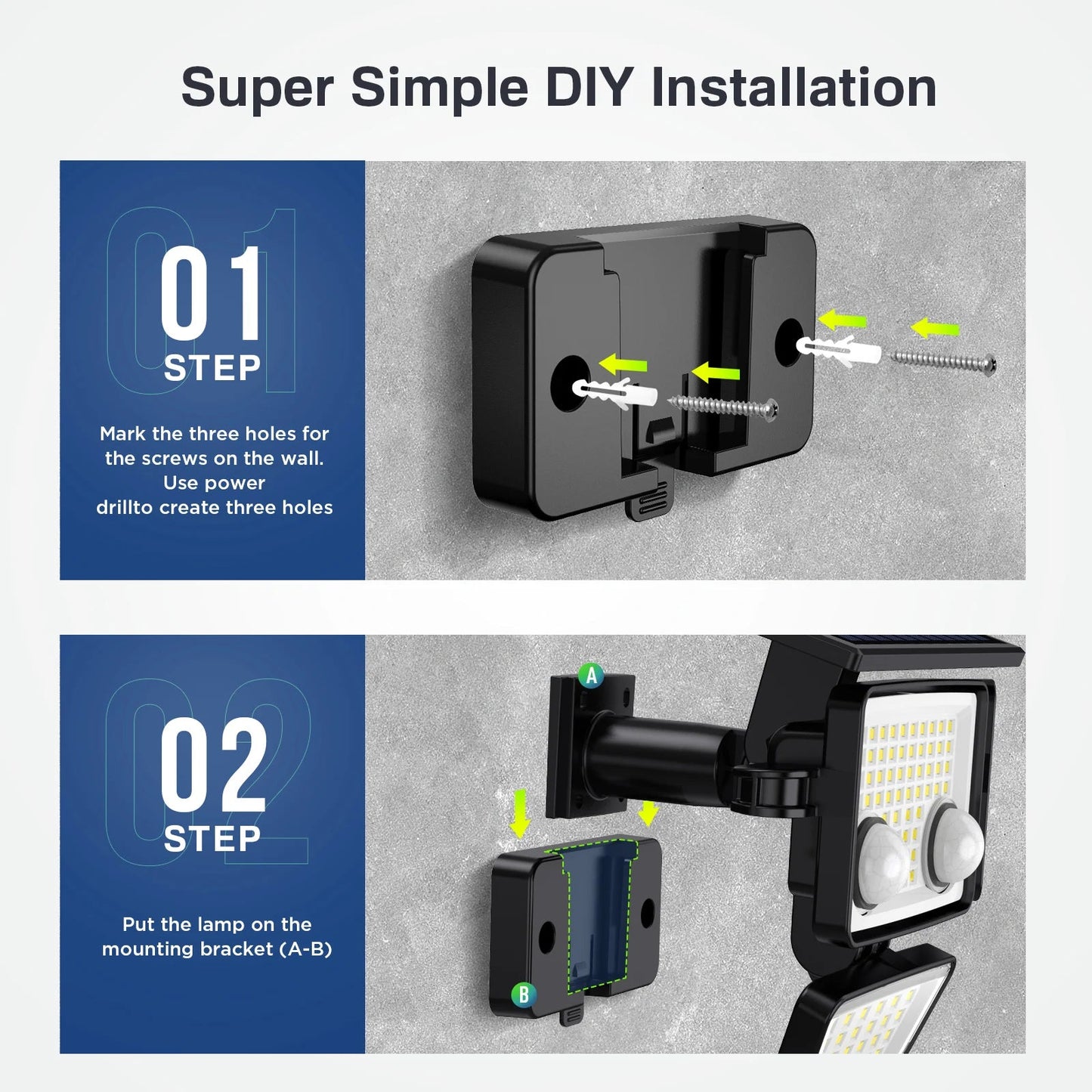 Solar Outdoor Lights - 3000LM 188 LED Motion Sensor Lights Solar Flood Security Lights for Backyard Yard Patio - Smoothy Home