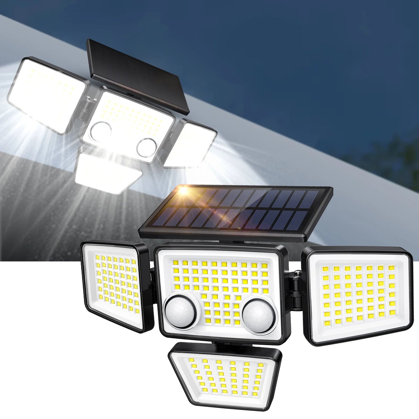 Solar Outdoor Lights - 3000LM 188 LED Motion Sensor Lights Solar Flood Security Lights for Backyard Yard Patio - Smoothy Home