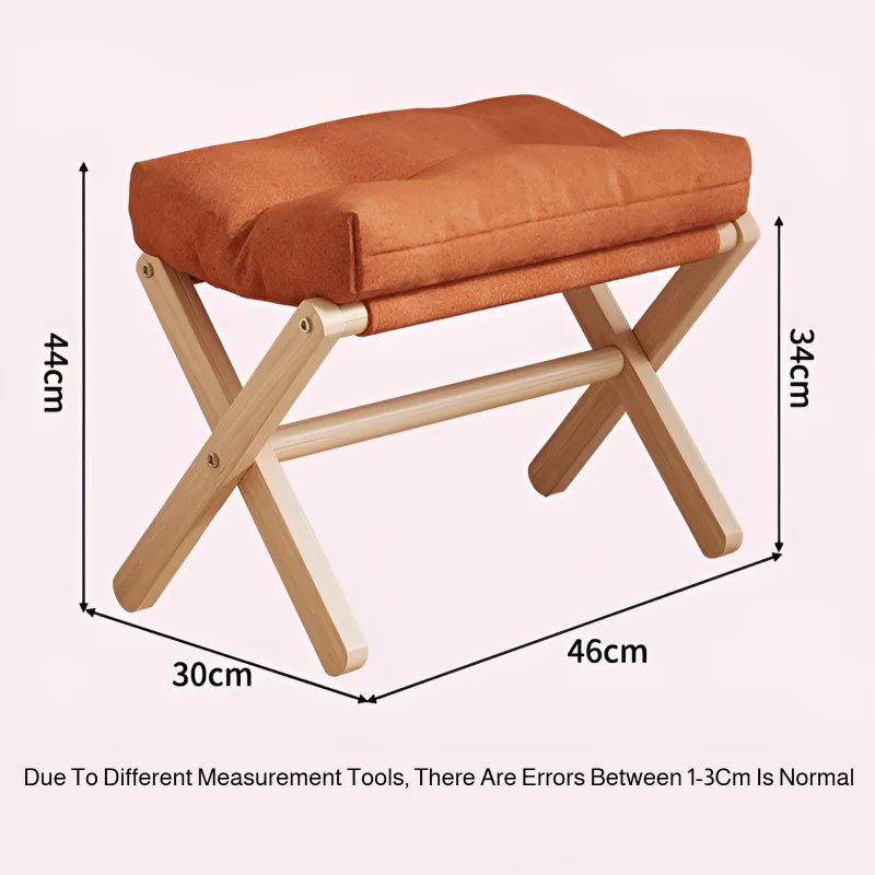 Solid Wood Shoe Changing Stool Footstool Sofa Rest Footstool, Folding Low Stool for The Entryway, Cotton-filled Cushion Stool - Smoothy Home
