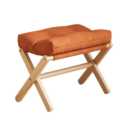 Solid Wood Shoe Changing Stool Footstool Sofa Rest Footstool, Folding Low Stool for The Entryway, Cotton-filled Cushion Stool - Smoothy Home