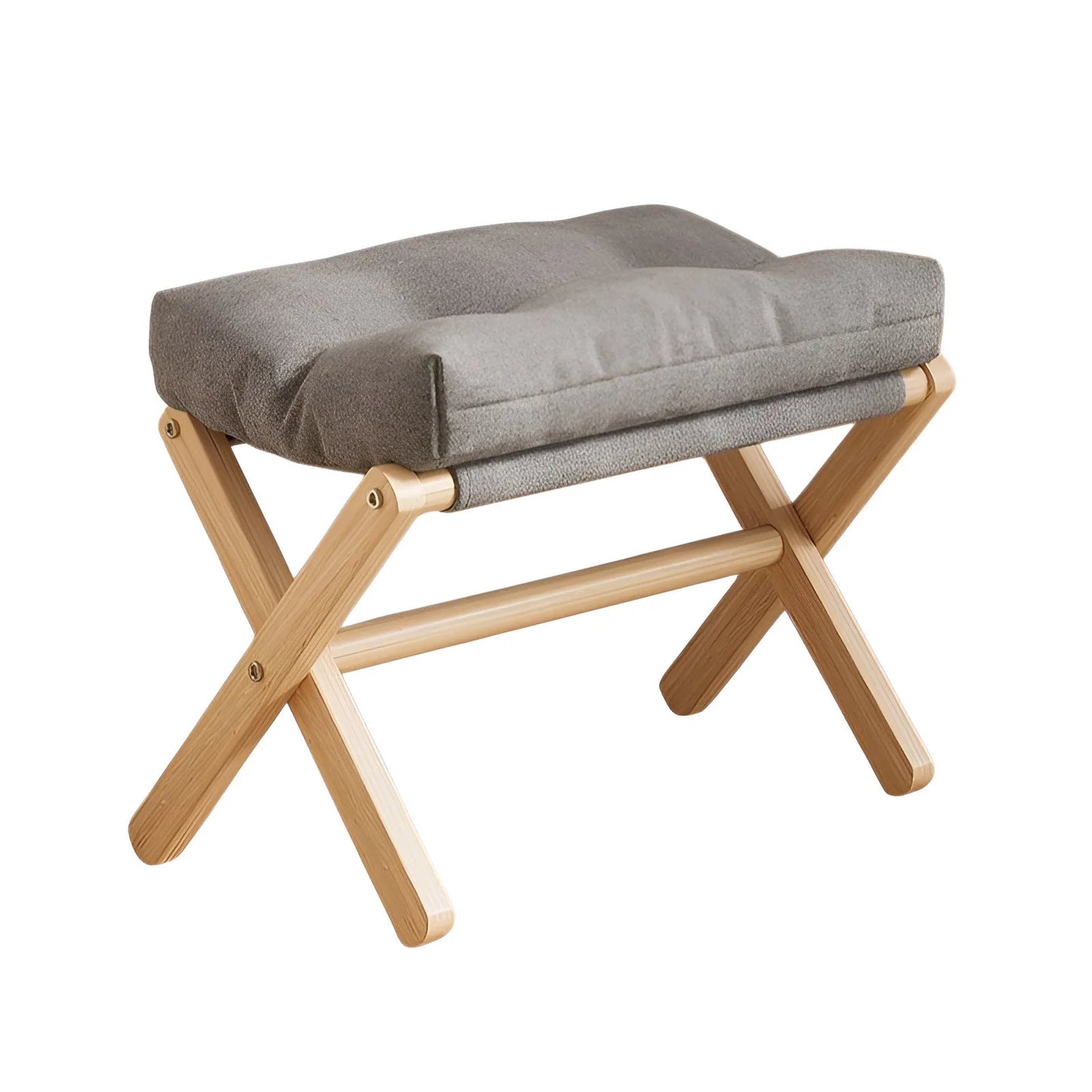Solid Wood Shoe Changing Stool Footstool Sofa Rest Footstool, Folding Low Stool for The Entryway, Cotton-filled Cushion Stool - Smoothy Home