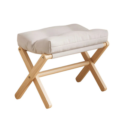 Solid Wood Shoe Changing Stool Footstool Sofa Rest Footstool, Folding Low Stool for The Entryway, Cotton-filled Cushion Stool - Smoothy Home