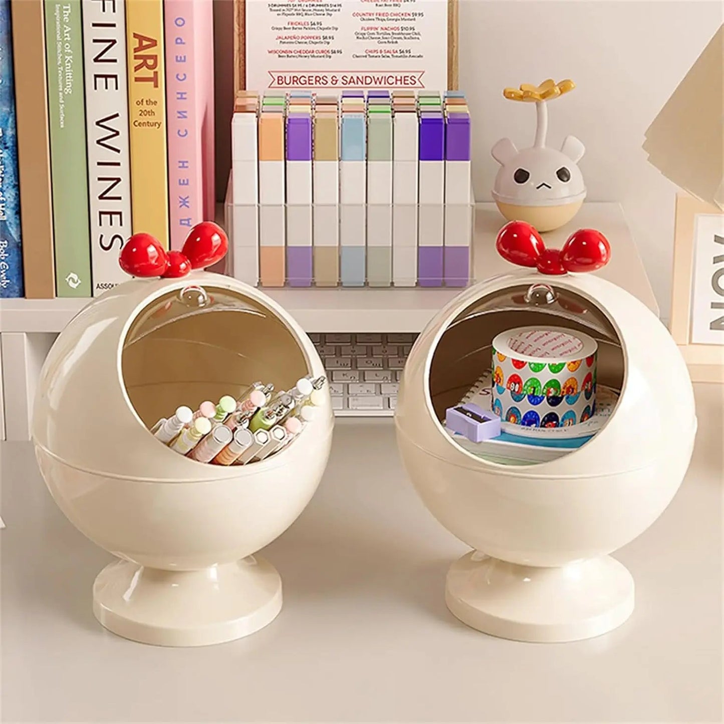 Spherical Hair Accessories Storage Organizers, Vanity Accessories Storage Holder Dustproof Box with Lid for Scrunchie storage - Smoothy Home
