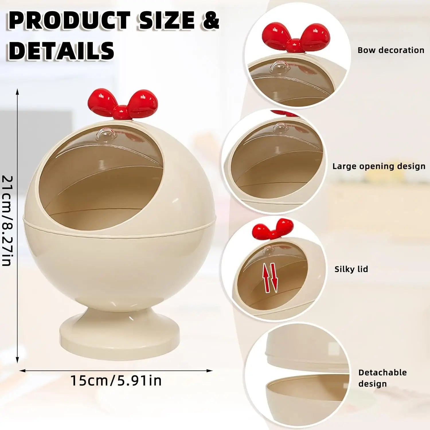 Spherical Hair Accessories Storage Organizers, Vanity Accessories Storage Holder Dustproof Box with Lid for Scrunchie storage - Smoothy Home