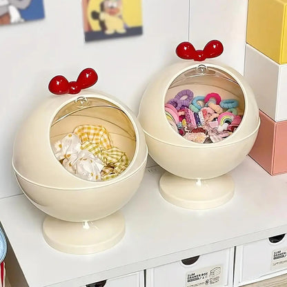 Spherical Hair Accessories Storage Organizers, Vanity Accessories Storage Holder Dustproof Box with Lid for Scrunchie storage - Smoothy Home