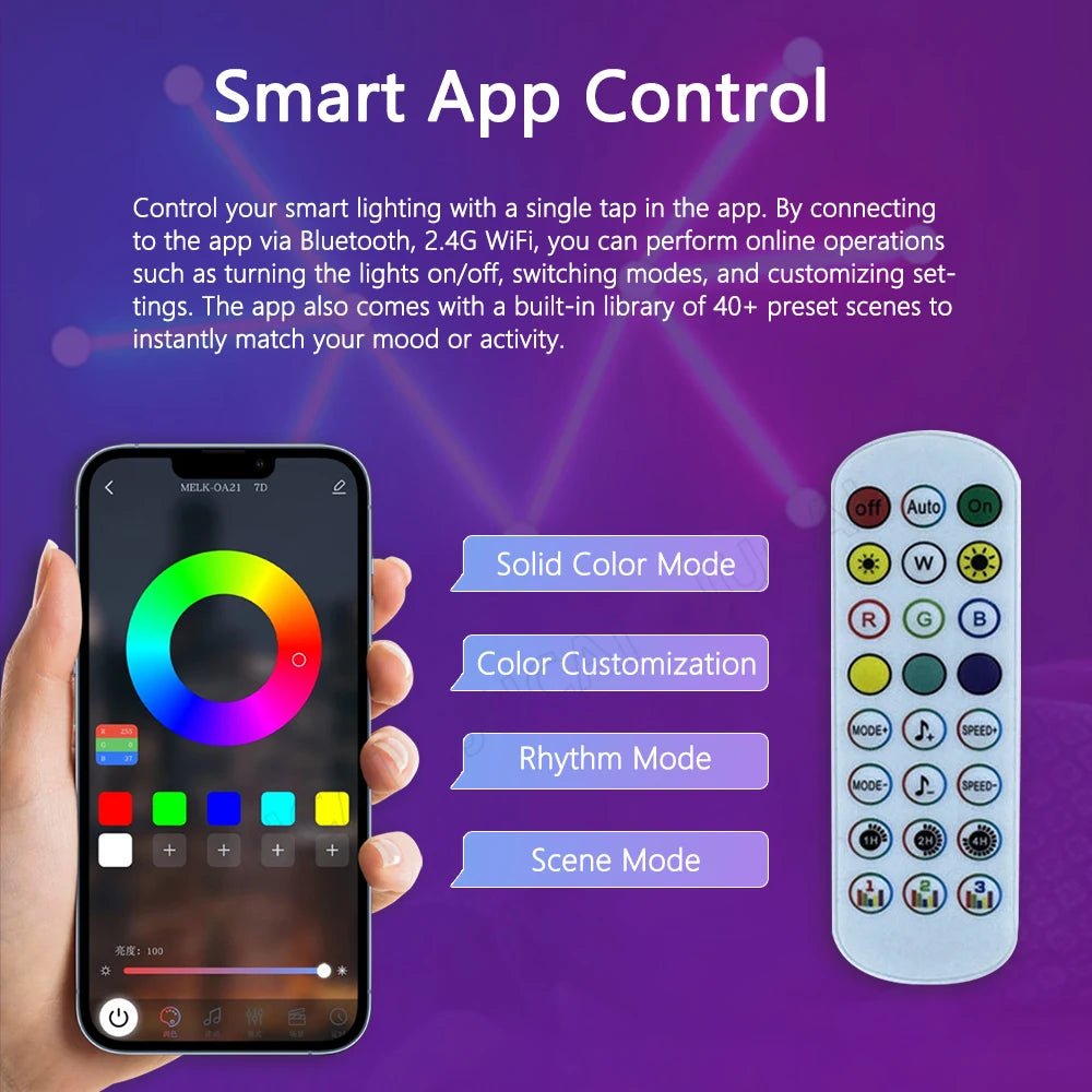 Splicing Light DIY Atmosphere Light RGB Smart Wall Light Voice Control Lamp for Esports Room Bedroom Bar Decoration Night Light - Smoothy Home