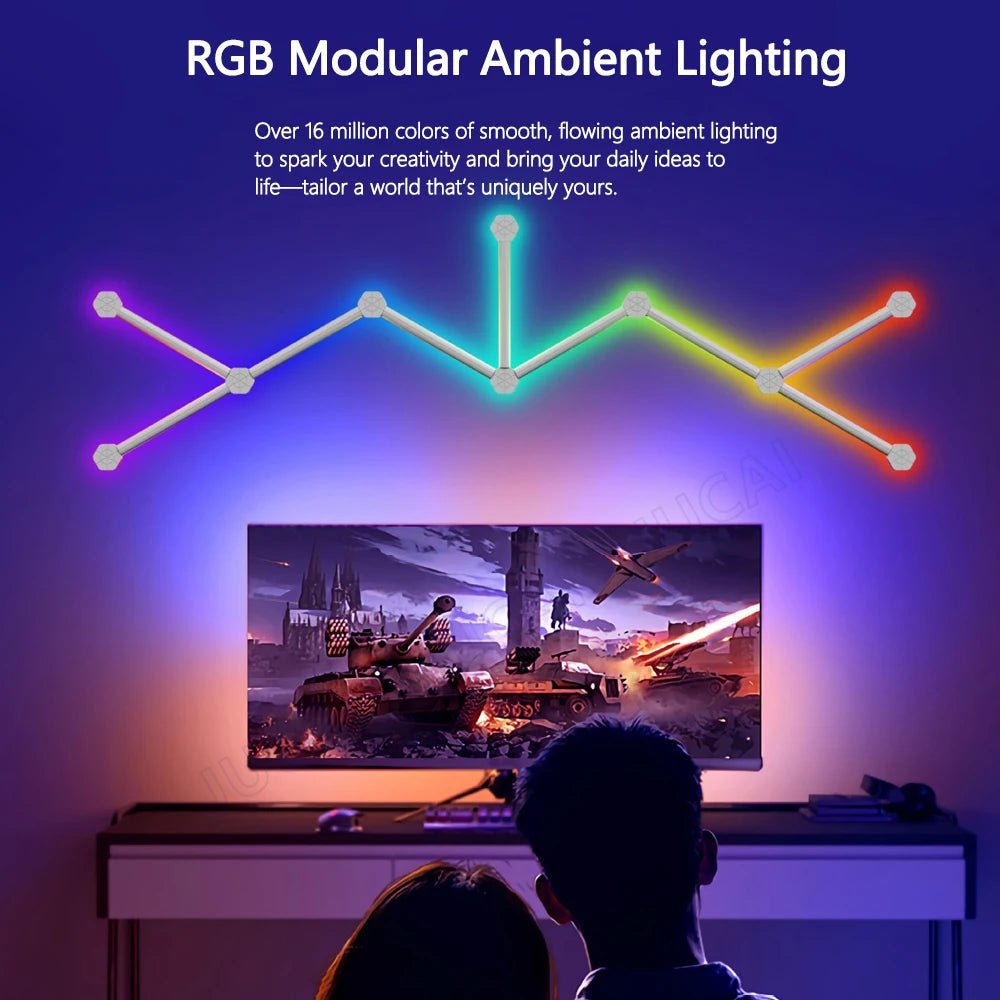 Splicing Light DIY Atmosphere Light RGB Smart Wall Light Voice Control Lamp for Esports Room Bedroom Bar Decoration Night Light - Smoothy Home