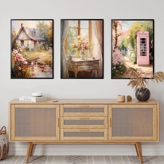 Spring Vintage Country Cottage Still Life Flower Kitchen Warm Color Artwork Poster Canvas Paintings Wall Art Pictures Home Decor - Smoothy Home