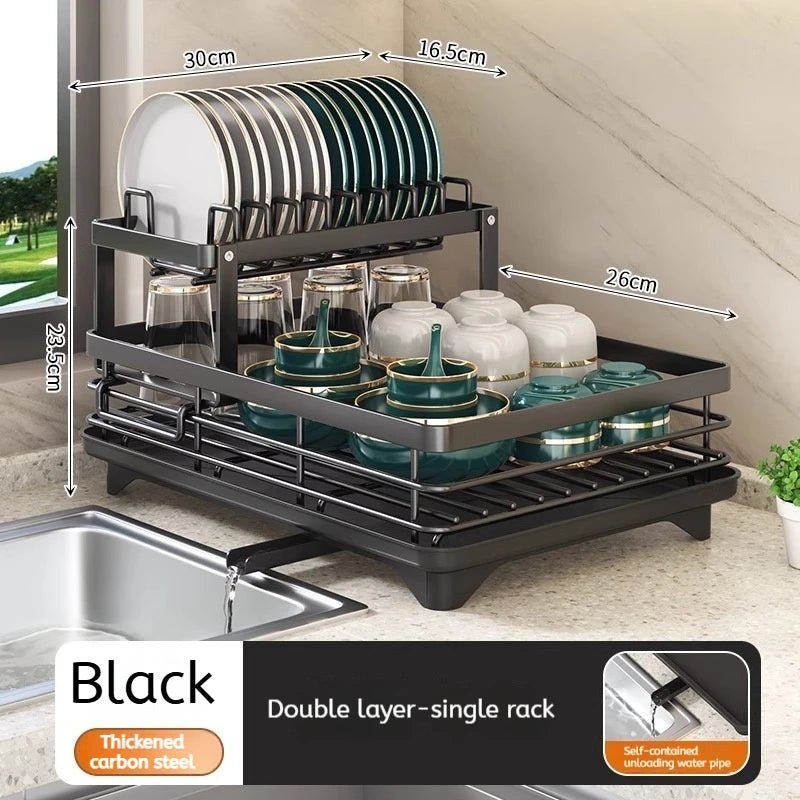 Stainless Steel Dish Drying Rack Adjustable Kitchen Plates Organizer with Drainboard Over Sink Plate Drainer Storage Organizer - Smoothy Home