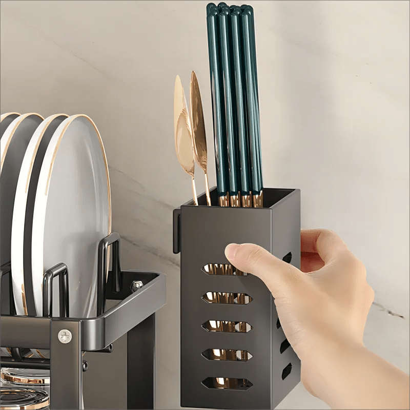 Stainless Steel Dish Drying Rack Adjustable Kitchen Plates Organizer with Drainboard Over Sink Plate Drainer Storage Organizer - Smoothy Home