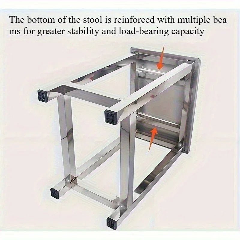 Stainless steel square stool, clean room shoe changing stool, thickened restaurant cafeteria stool - Smoothy Home