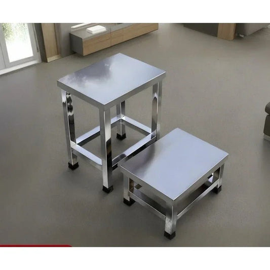 Stainless steel square stool, clean room shoe changing stool, thickened restaurant cafeteria stool - Smoothy Home