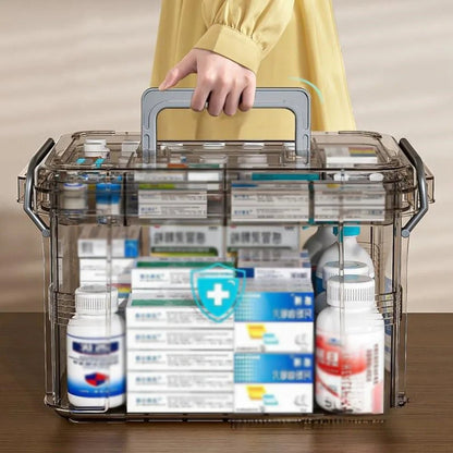 storage box Home plastic first aid box with handle Transparent home emergency tool kit Drug storage box - Smoothy Home