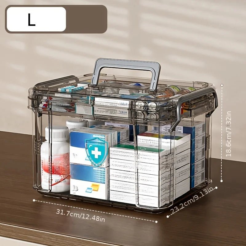 storage box Home plastic first aid box with handle Transparent home emergency tool kit Drug storage box - Smoothy Home